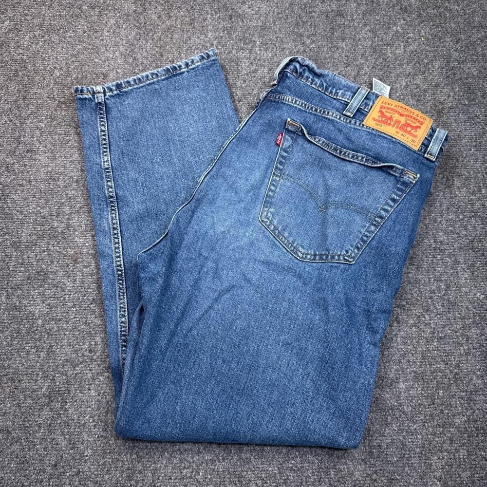 Levi's 505 Regular Fit Straight Leg Jeans Mens Size 40x30 Blue‎ Cotton Denim